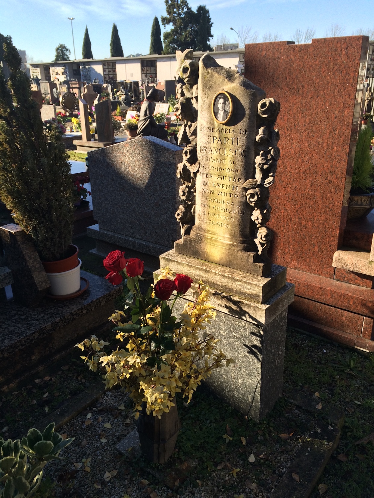 A photo of Francesco's gravestone in Pioltello